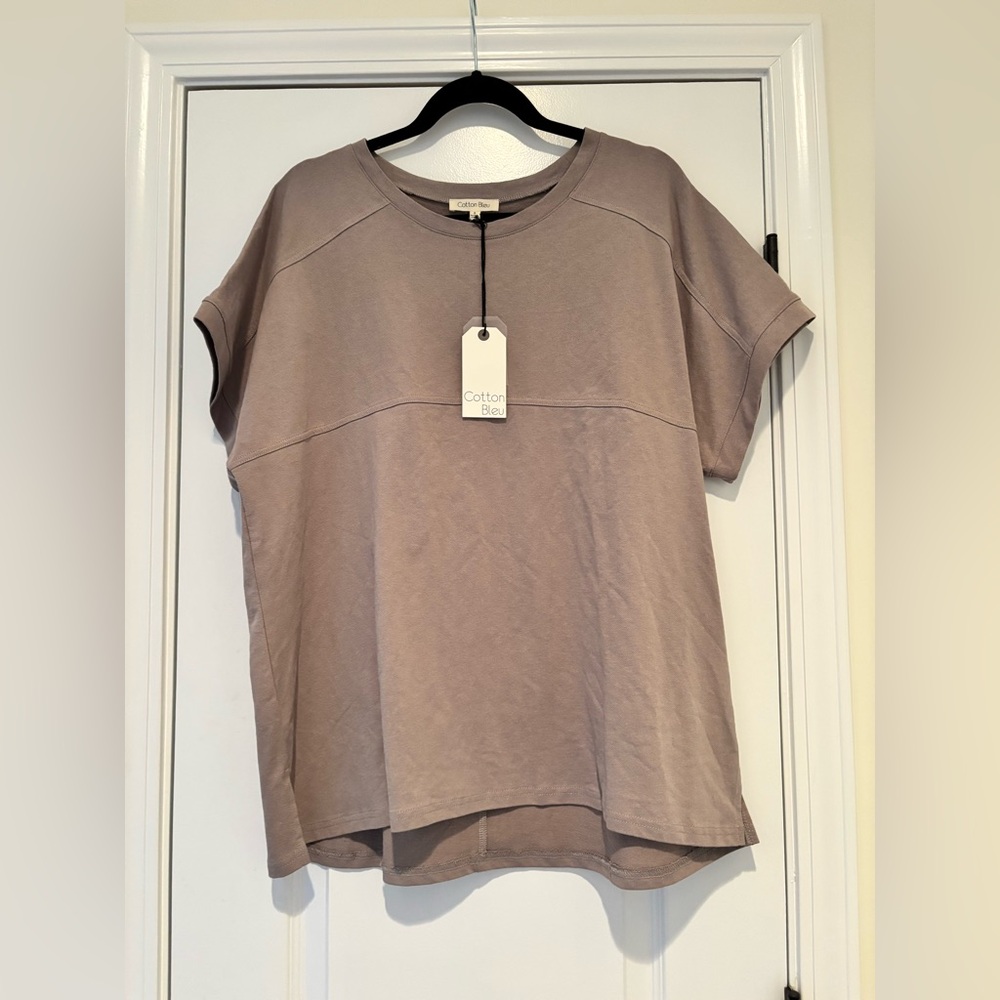 NWT Cotton Bleu Gray Short Sleeve Tee Top Boutique